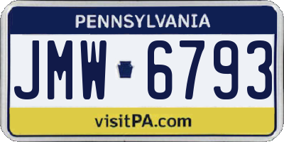 PA license plate JMW6793