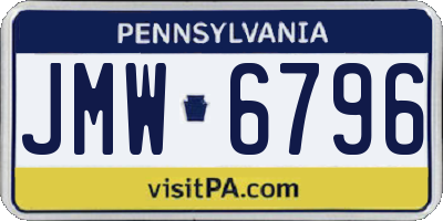 PA license plate JMW6796