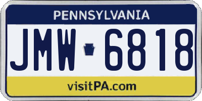 PA license plate JMW6818