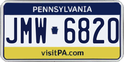 PA license plate JMW6820