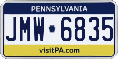 PA license plate JMW6835