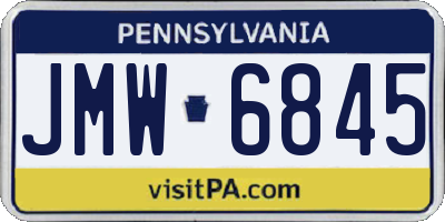 PA license plate JMW6845