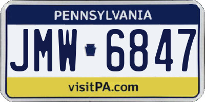 PA license plate JMW6847