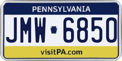 PA license plate JMW6850