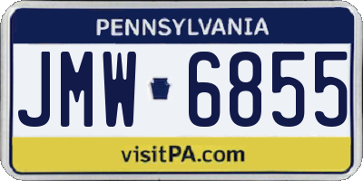 PA license plate JMW6855