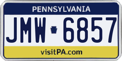 PA license plate JMW6857
