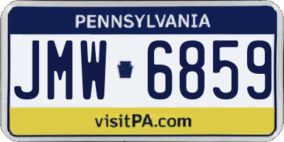 PA license plate JMW6859
