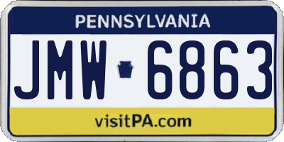 PA license plate JMW6863