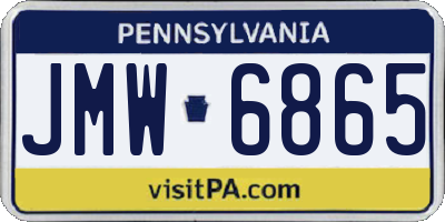 PA license plate JMW6865
