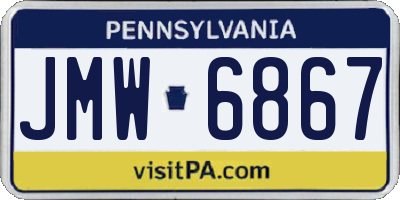 PA license plate JMW6867