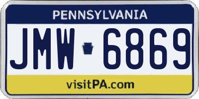PA license plate JMW6869