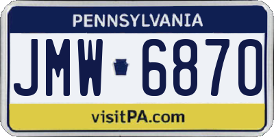 PA license plate JMW6870