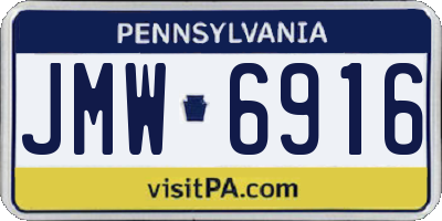 PA license plate JMW6916