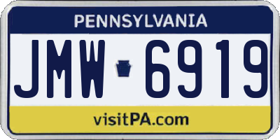 PA license plate JMW6919