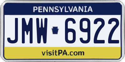 PA license plate JMW6922