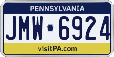 PA license plate JMW6924