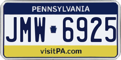 PA license plate JMW6925