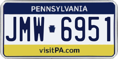 PA license plate JMW6951