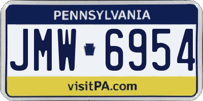 PA license plate JMW6954