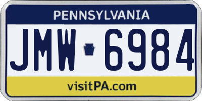 PA license plate JMW6984