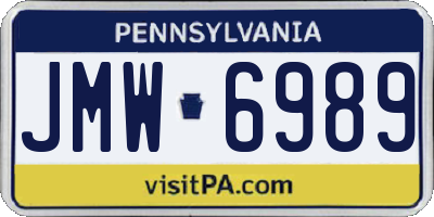 PA license plate JMW6989