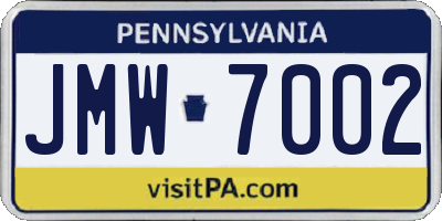 PA license plate JMW7002