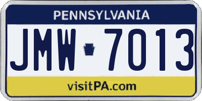 PA license plate JMW7013