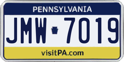PA license plate JMW7019