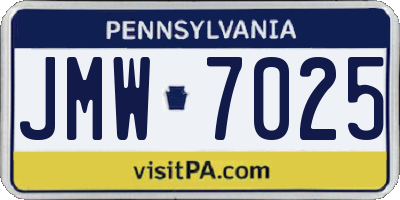 PA license plate JMW7025