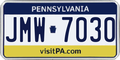 PA license plate JMW7030