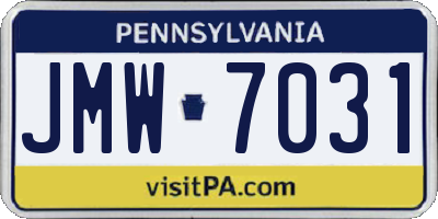 PA license plate JMW7031