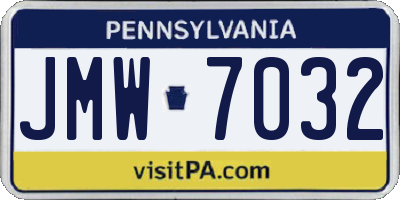 PA license plate JMW7032