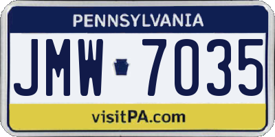 PA license plate JMW7035