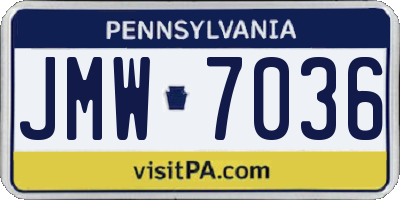 PA license plate JMW7036