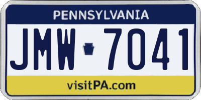 PA license plate JMW7041