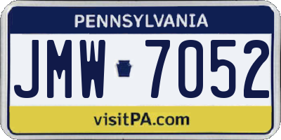 PA license plate JMW7052
