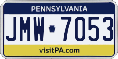 PA license plate JMW7053