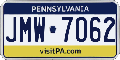 PA license plate JMW7062