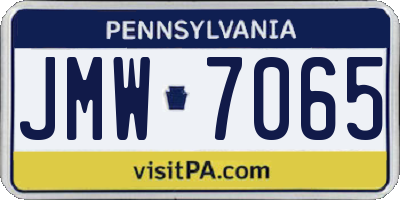 PA license plate JMW7065