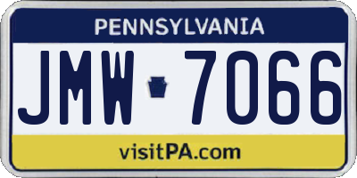 PA license plate JMW7066