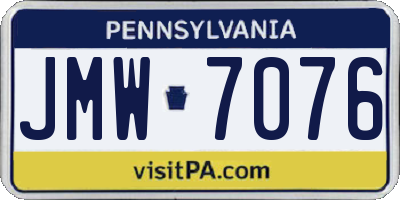 PA license plate JMW7076