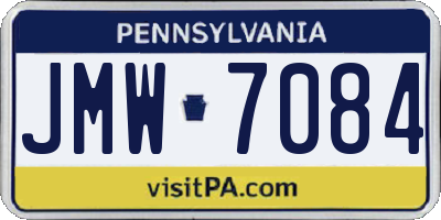 PA license plate JMW7084