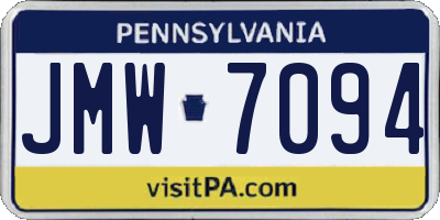 PA license plate JMW7094