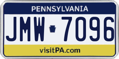 PA license plate JMW7096