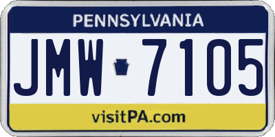 PA license plate JMW7105