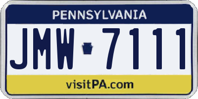 PA license plate JMW7111
