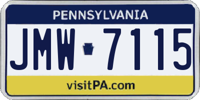 PA license plate JMW7115