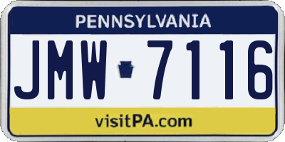 PA license plate JMW7116