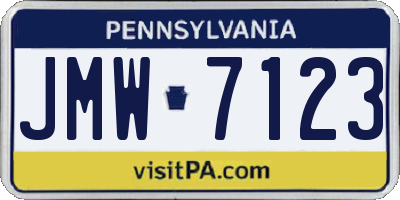 PA license plate JMW7123