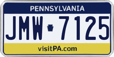 PA license plate JMW7125